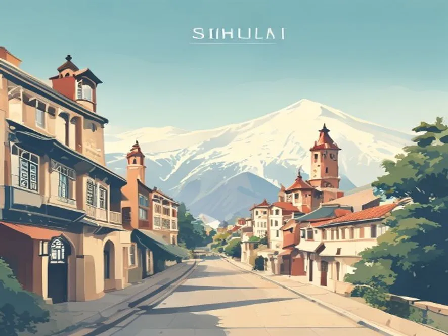 Painted scene from Shimla & Manali