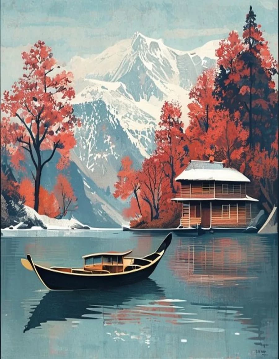Kashmir — painted travel poster