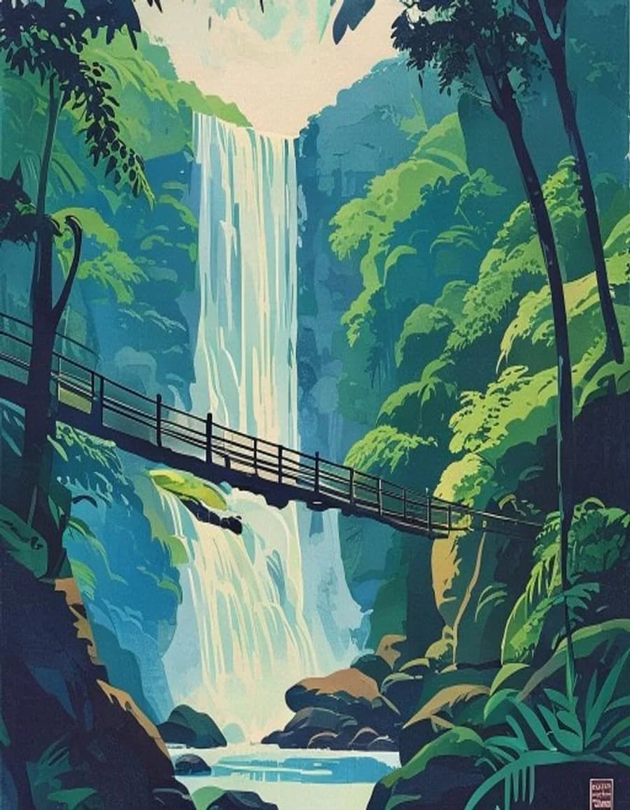 Meghalaya — painted travel poster