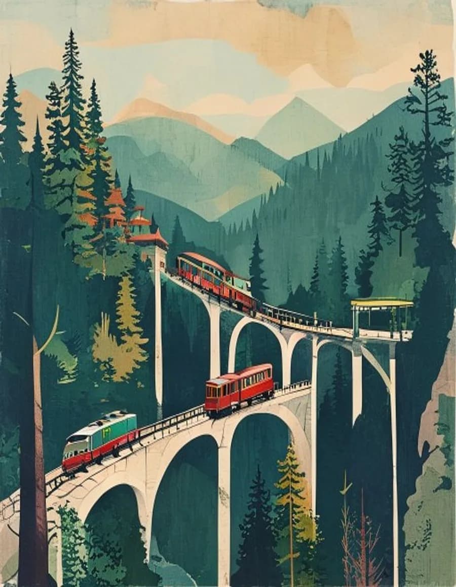 Shimla & Manali — painted travel poster